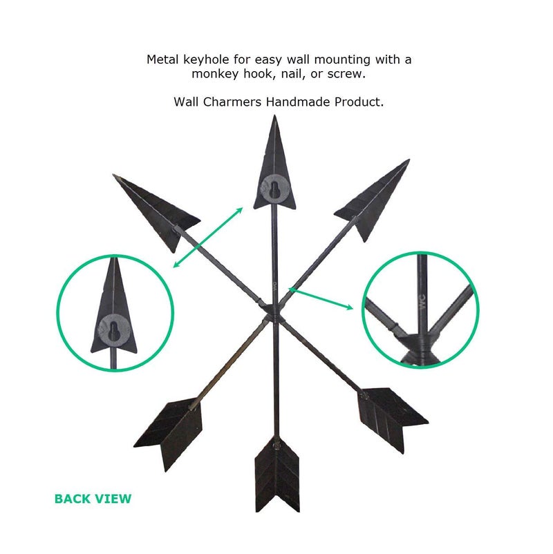 Wallcharmers Large 3-Set Arrow Wall Decor | Rustic 15" Cast Iron Metal Arrows Bound with Wire by Wallcharmers - Image 4